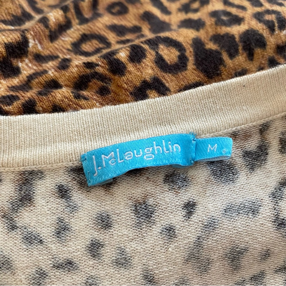 J. MCLAUGHLIN Brown Animal Print Cardigan Red Heart Appliqué Medium - Picture 4 of 5
